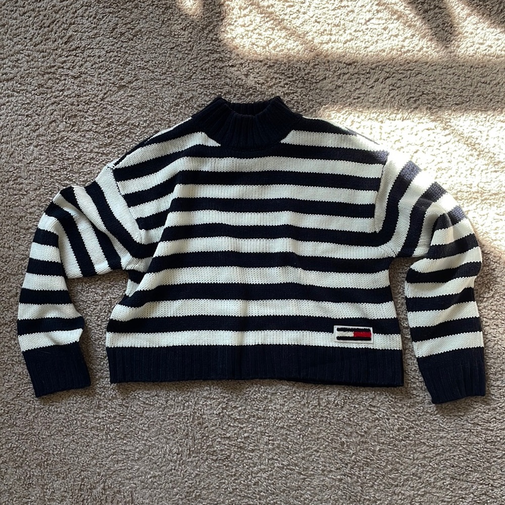 Tommy Jeans Striped Mock-Neck Sweater